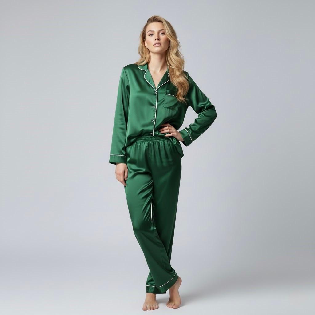 Button Down Silk - Green