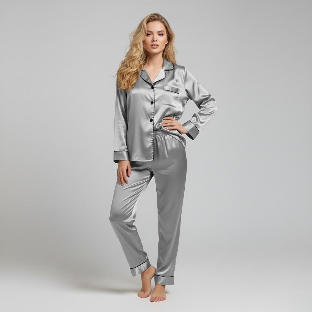 Button Down Silk - Silver