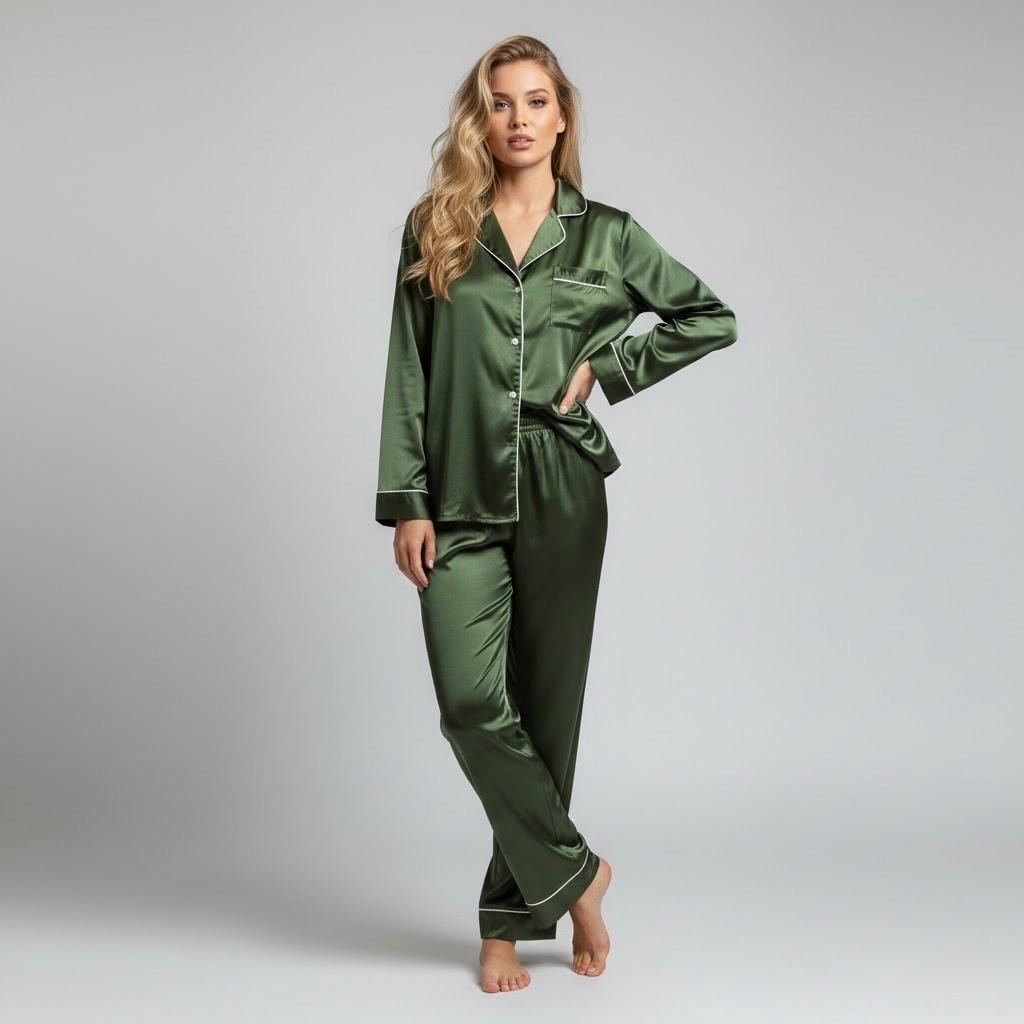 Button Down Silk - Olive