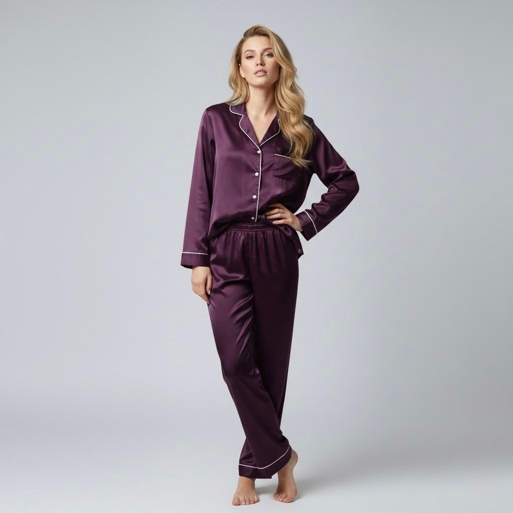 Button Down Silk - Purple