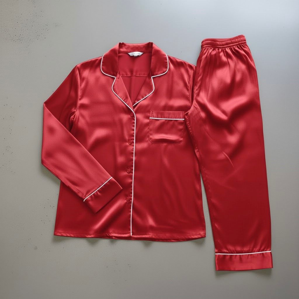 Button Down Silk - Red